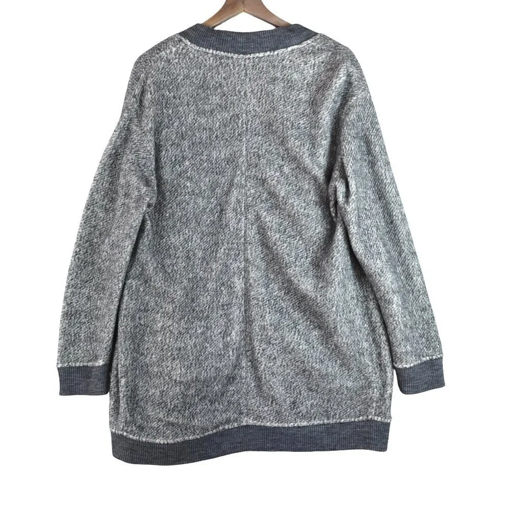 MNG Grey Knit Longline Bomber Jacket Coat M Felted Fabric
